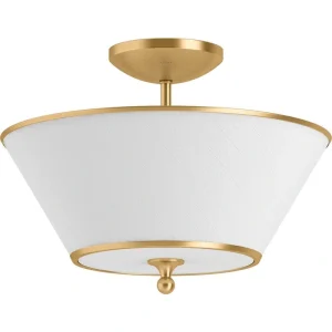 KOHLER Parohn 16 in. 2-Light Brushed Moderne Brass Flush Mount Light