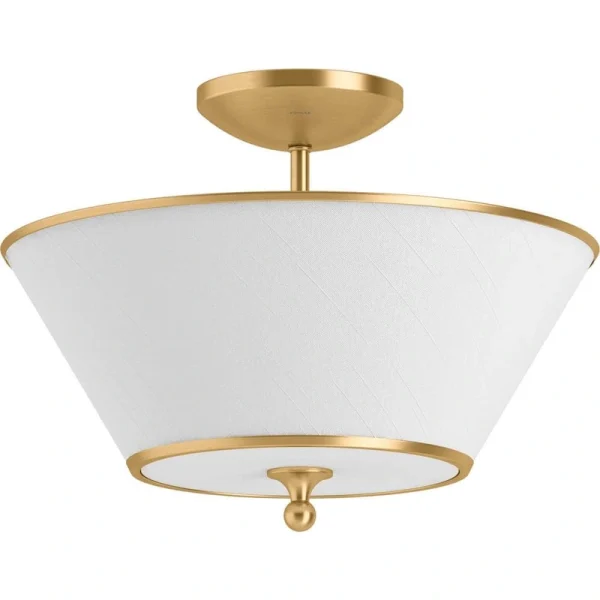KOHLER Parohn 16 in. 2-Light Brushed Moderne Brass Flush Mount Light