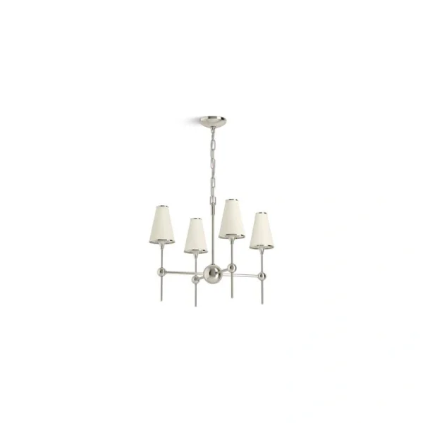 KOHLER Parohn 4-Light Polished Nickel Chandelier with Fabric Shades