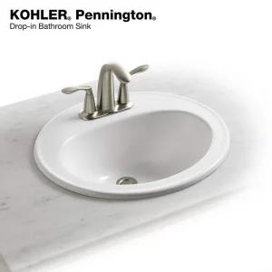 KOHLER Pennington 20-1/4 in. Oval Top-Mount Vitreous China Bathroom Sink in White with Overflow Drain