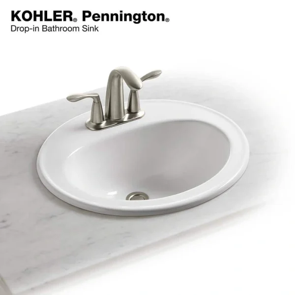KOHLER Pennington 20-1/4 in. Oval Top-Mount Vitreous China Bathroom Sink in White with Overflow Drain