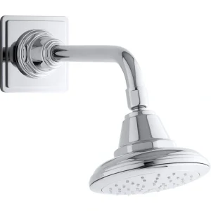 KOHLER Pinstripe 1-Spray 5.6 in. Single Wall Mount Fixed Rain Shower Head in Polished Chrome