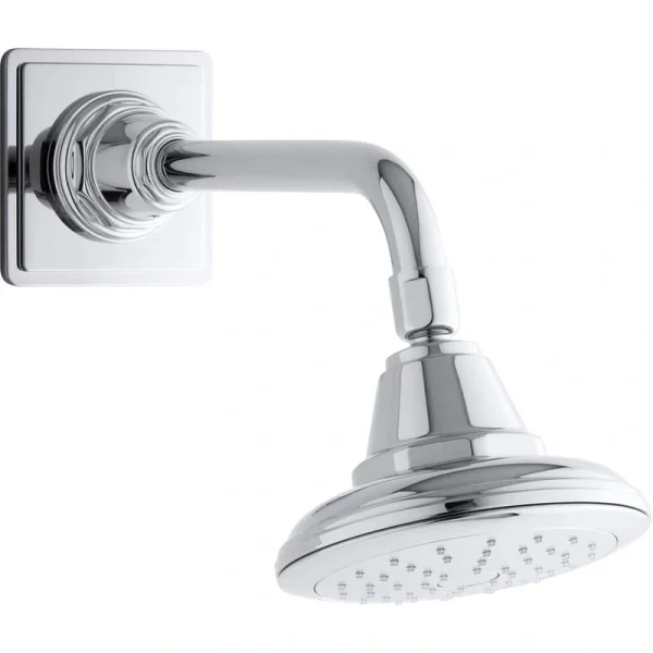 KOHLER Pinstripe 1-Spray 5.6 in. Single Wall Mount Fixed Rain Shower Head in Polished Chrome