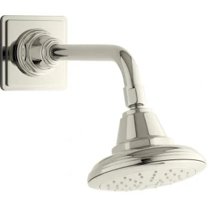 KOHLER Pinstripe 1-Spray Patterns with 1.75 GPM 5.625 in. Wall Mount Fixed Shower Head in Vibrant Polished Nickel