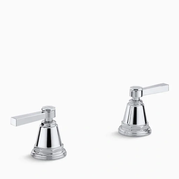 KOHLER Pinstripe Pure Deck-Mount Bath Faucet Handle Trim with Lever Design in Vibrant Brushed Nickel