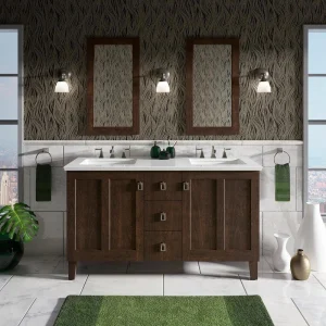 KOHLER Poplin 60 in. W x 22 in. D x 35 in. H Bathroom Vanity Cabinet without Top in Claret Suede