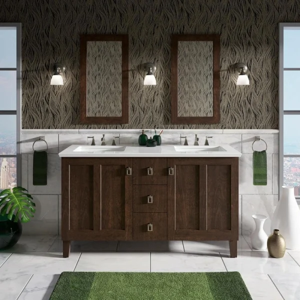 KOHLER Poplin 60 in. W x 22 in. D x 35 in. H Bathroom Vanity Cabinet without Top in Claret Suede