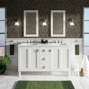 KOHLER Poplin 60 in. W x 22 in. D x 35 in. H Bathroom Vanity Cabinet without Top in Linen White