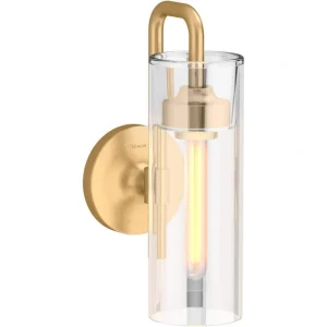 KOHLER Purist 1 Light Brushed Moderne Brass Indoor Bathroom Wall Sconce, UL Listed