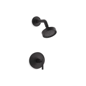 KOHLER Purist 1-Spray Patterns with 2.5 GPM 4 in. Wall Mount Fixed Shower Head in Matte Black