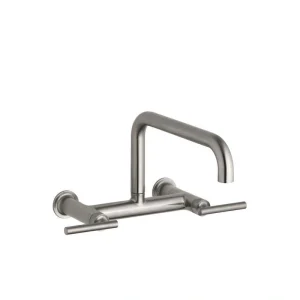 KOHLER Purist 2-Handle Bridge Kitchen Faucet in Vibrant Stainless