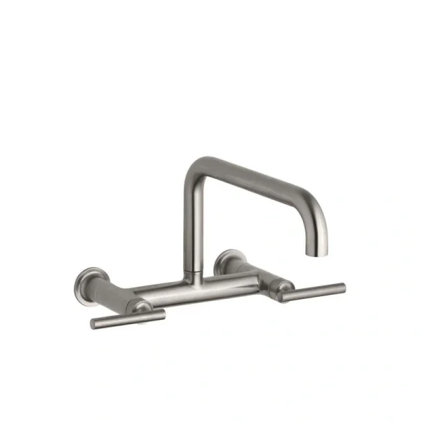 KOHLER Purist 2-Handle Bridge Kitchen Faucet in Vibrant Stainless