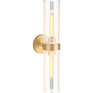 KOHLER Purist 2 Light Brushed Moderne Brass Indoor Bathroom Vanity Light Fixture, UL Listed