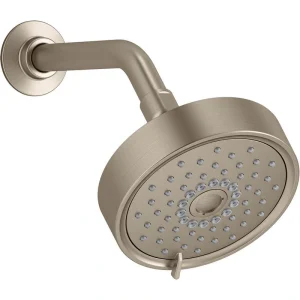 KOHLER Purist 3-Spray Patterns 5.5 in. Single 1.75 GPM Wall Mount Fixed Shower Head in Vibrant Brushed Bronze
