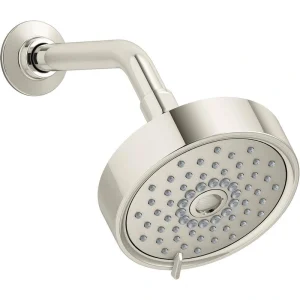 KOHLER Purist 3-Spray Patterns 5.5 in. Single 2.5 GPM Wall Mount Fixed Shower Head in Vibrant Polished Nickel