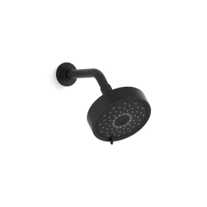 KOHLER Purist 3-Spray Patterns with 1.75 GPM 5.5 in. Wall Mount Fixed Shower Head in Matte Black