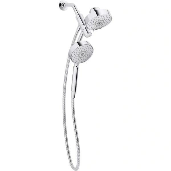 KOHLER Purist 3-Spray Patterns with 2.5 GPM 5 in. Wall Mount Dual Shower Heads in Polished Chrome