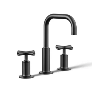 KOHLER Purist 8 in. Widespread 2-Handle Bathroom Faucet with Low Cross Handles in Matte Black T726938816