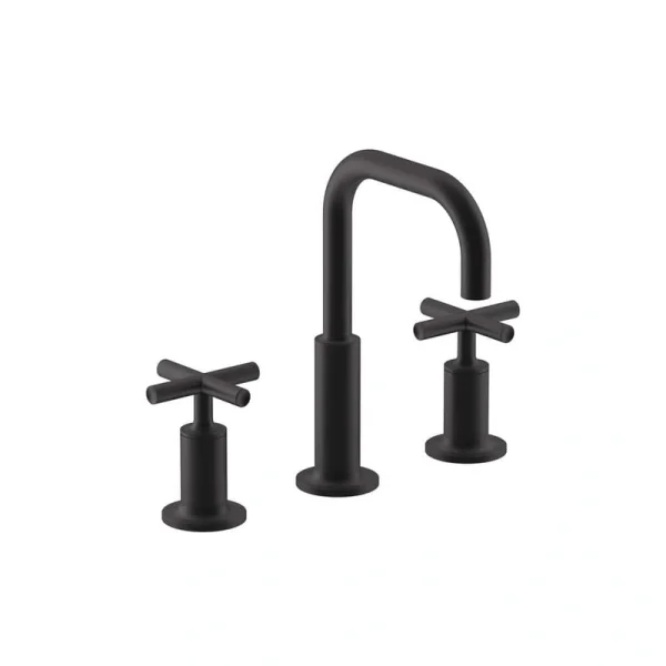 KOHLER Purist 8 in. Widespread 2-Handle Bathroom Faucet with Low Cross Handles in Matte Black T726938906