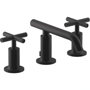 KOHLER Purist 8 in. Widespread 2-Handle Low-Arc Bathroom Faucet with Cross Handles in Matte Black