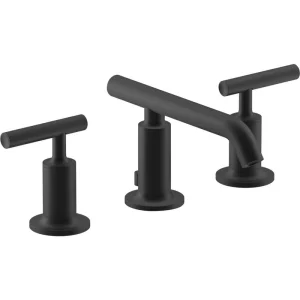 KOHLER Purist 8 in. Widespread 2-Handle Low Arc Bathroom Faucet with Low Lever Handles in Matte Black