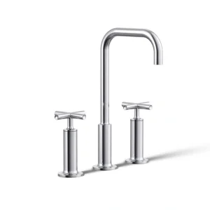 KOHLER Purist 8 in. Widespread 2-Handle Mid-Arc Bathroom Faucet in Polished Chrome with High Gooseneck Spout T726938754
