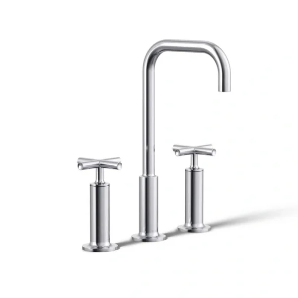 KOHLER Purist 8 in. Widespread 2-Handle Mid-Arc Bathroom Faucet in Polished Chrome with High Gooseneck Spout T726938754