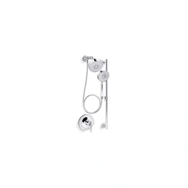 KOHLER Purist Essentials 3-Spray Patterns 5.5 in. Dual Wall Mount Shower Heads with 1.75 GPM, in Polished Chrome