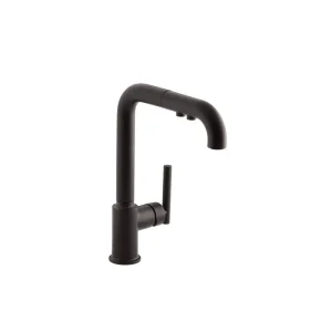 KOHLER Purist Single Handle Pull Down Sprayer Kitchen Faucet in Matte Black