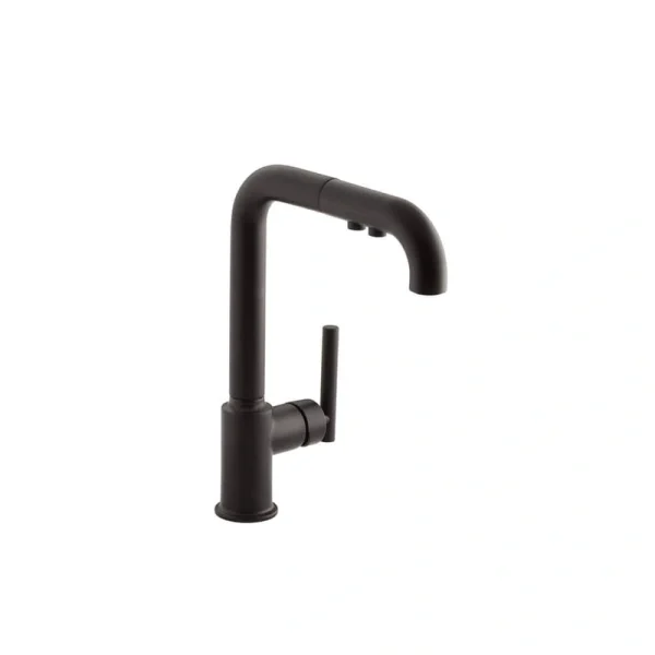 KOHLER Purist Single Handle Pull Down Sprayer Kitchen Faucet in Matte Black