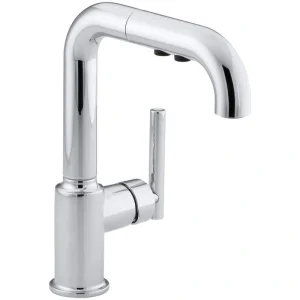 KOHLER Purist Single-Handle Pull-Out Sprayer Kitchen Faucet In Polished Chrome T726939292