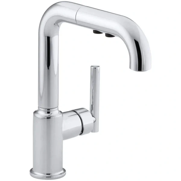 KOHLER Purist Single-Handle Pull-Out Sprayer Kitchen Faucet In Polished Chrome T726939292