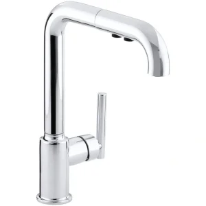 KOHLER Purist Single-Handle Pull-Out Sprayer Kitchen Faucet In Polished Chrome T726940985