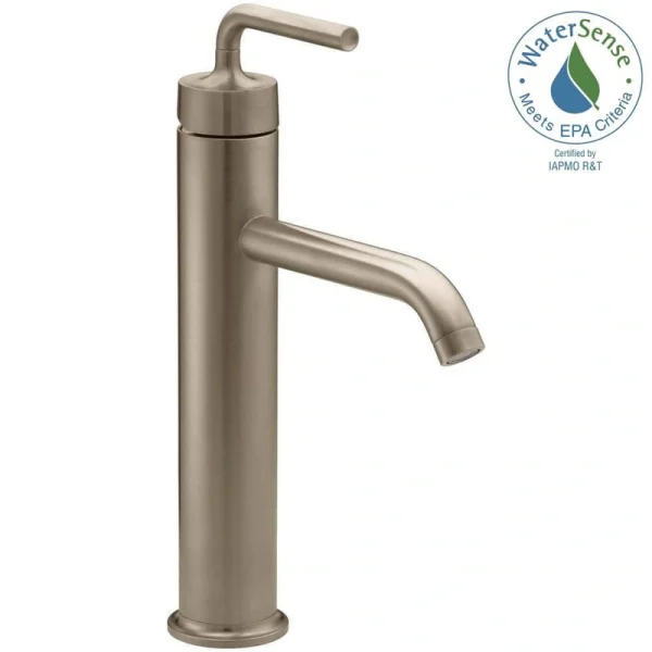 KOHLER Purist Single-Handle Single Hole Low-Arc Bathroom Vessel Bathroom Faucet in Vibrant Brushed Bronze