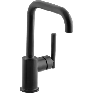 KOHLER Purist Single-Handle Standard Kitchen Faucet with 6 in. Spout in Matte Black