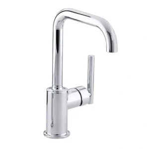 KOHLER Purist Single-Handle Standard Kitchen Faucet with Secondary Swing Spout in Polished Chrome