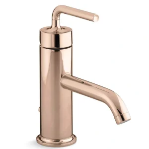 KOHLER Purist Single Hole Single-Handle Bathroom Faucet with Straight Lever Handle in Vibrant Rose Gold