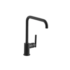 KOHLER Purist Single-Hole Single-Handle Kitchen Sink Faucet with 8 in. Spout and 1-Faucet Handle in Matte Black