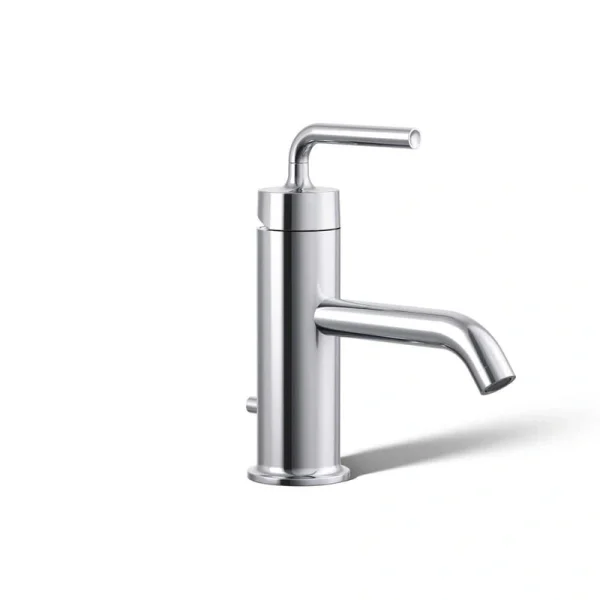 KOHLER Purist Single Hole Single Handle Low-Arc Bathroom Faucet with Straight Lever Handle in Polished Chrome