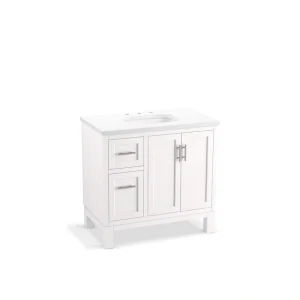 KOHLER Quo 37in. Single Sink Freestanding White Bath Vanity with White Quartz Top Assembled