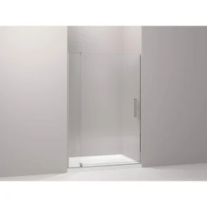 KOHLER Revel 44 in. W x 70 in. H Pivot Frameless Shower Door in Anodized Brushed Nickel
