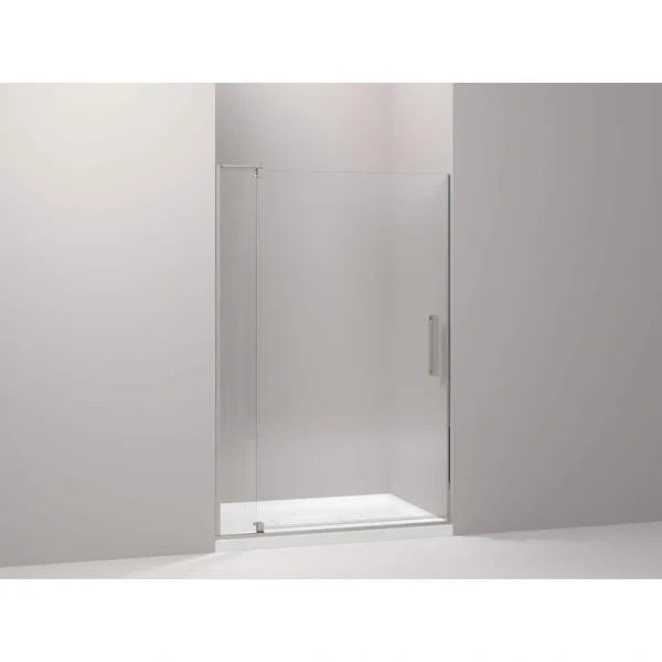 KOHLER Revel 44 in. W x 70 in. H Pivot Frameless Shower Door in Anodized Brushed Nickel