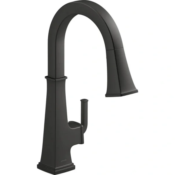 KOHLER Riff Single Handle Pull Down Sprayer Kitchen Faucet in Matte Black