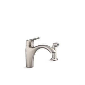 KOHLER Rival Single-Handle Standard Kitchen Sink Faucet with Side Sprayer in Vibrant Stainless