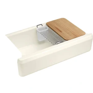 KOHLER Riverby Biscuit Cast Iron 35.6875 in. Single Bowl Farmhouse Apron Kitchen Sink