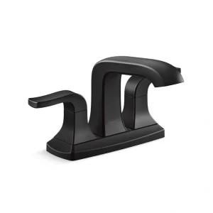 KOHLER Rubicon 4 in. Centerset Double Handle Bathroom Faucet in Matte Black