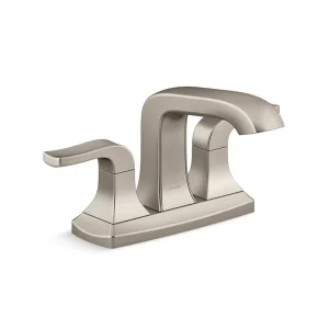 KOHLER Rubicon 4 in. Centerset Double Handle Bathroom Faucet in Vibrant Brushed Nickel