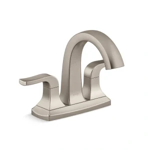 KOHLER Rubicon 4 in. Centerset Double Handle High Arc Bathroom Faucet in Vibrant Brushed Nickel