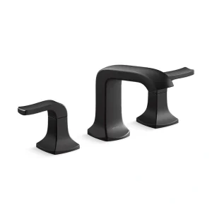 KOHLER Rubicon 8 in. Widespread Double Handle Bathroom Faucet in Matte Black