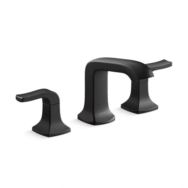 KOHLER Rubicon 8 in. Widespread Double Handle Bathroom Faucet in Matte Black